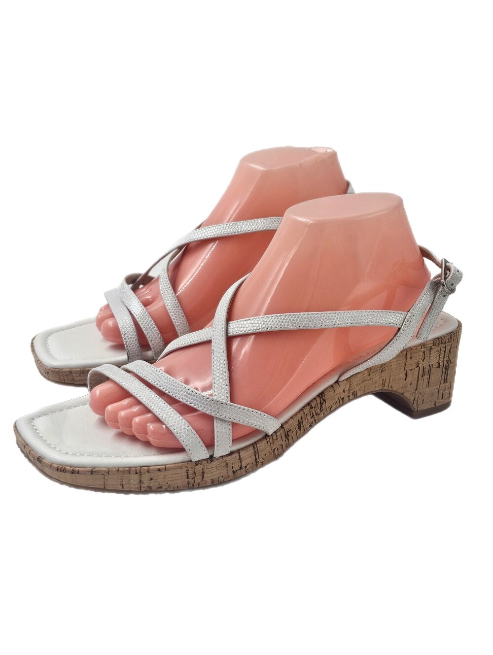 Donald Pliner Rosalie Metallic Lizard Embossed Strappy Slingback Sandals 9.5 M